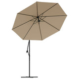 Zweefparasol met LED-verlichting stalen paal 300 cm taupe