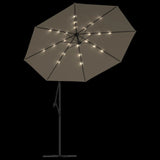 Zweefparasol met LED-verlichting stalen paal 300 cm taupe