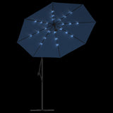 Zweefparasol met LED-verlichting en stalen paal 300 cm blauw