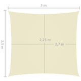 Zonnescherm rechthoekig 2,5x3 m oxford stof crèmekleurig