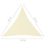 Zonnescherm driehoekig 4,5x4,5x4,5 m oxford stof crèmekleurig