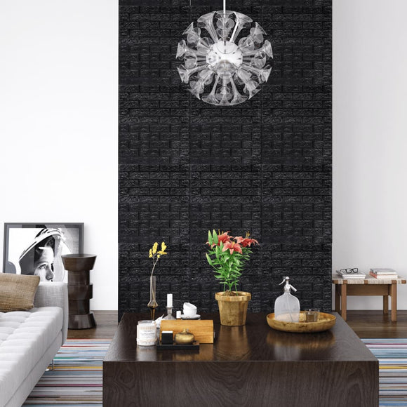 3D-behang zelfklevend 20 st bakstenen zwart